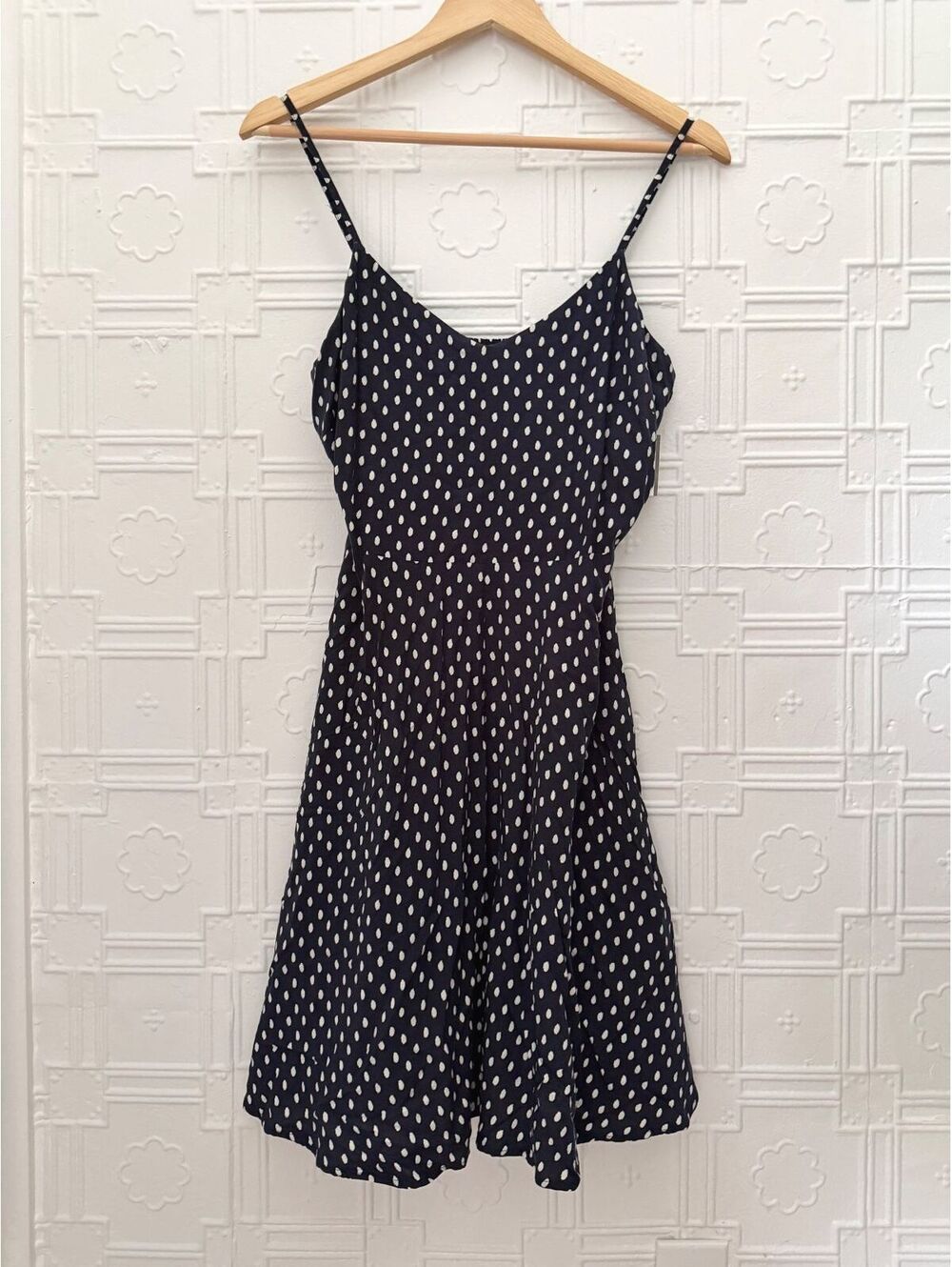 GAP Navy White Polka Dot Cami Dress Small Cottagecore Sun Dress